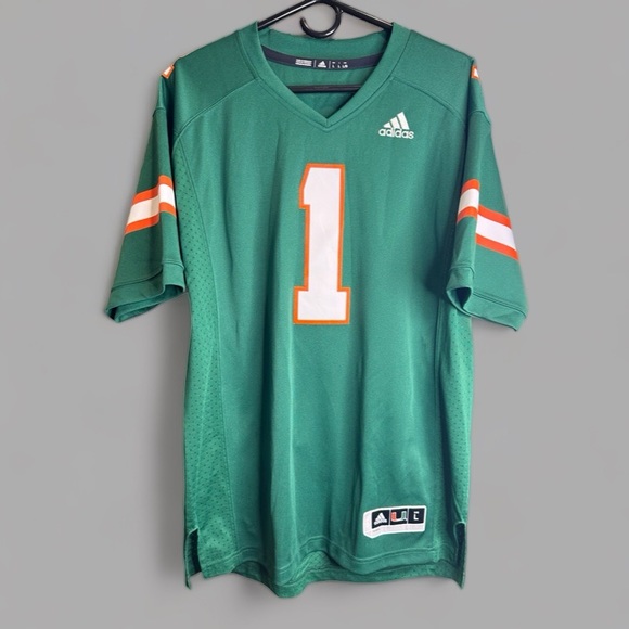 Adidas University of Miami Hurricanes  Football Jersey. Size Large. - Picture 7 of 9